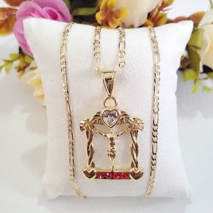 Jesus Heart Gold Plated Necklace